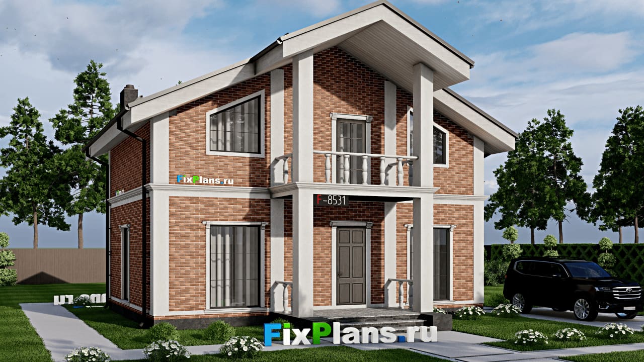 Одноэтажный дом с мансардой  F-8531 — фасад