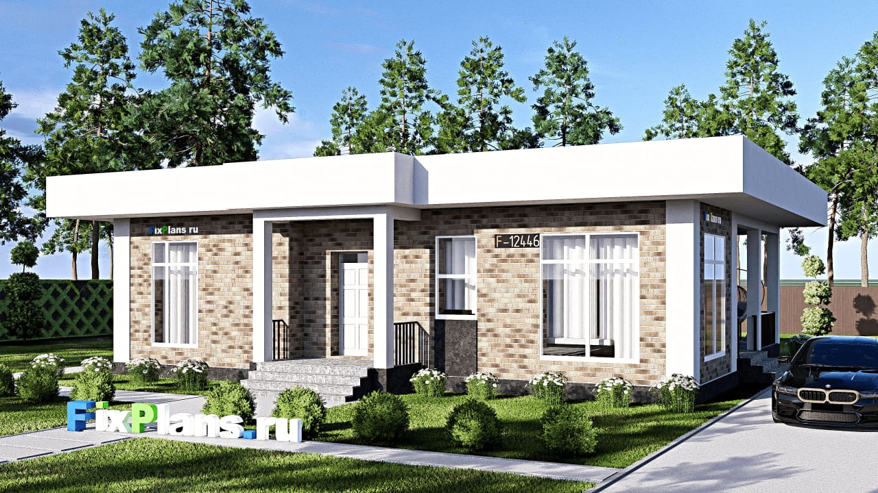 Одноэтажный дом F-12446 — фасад