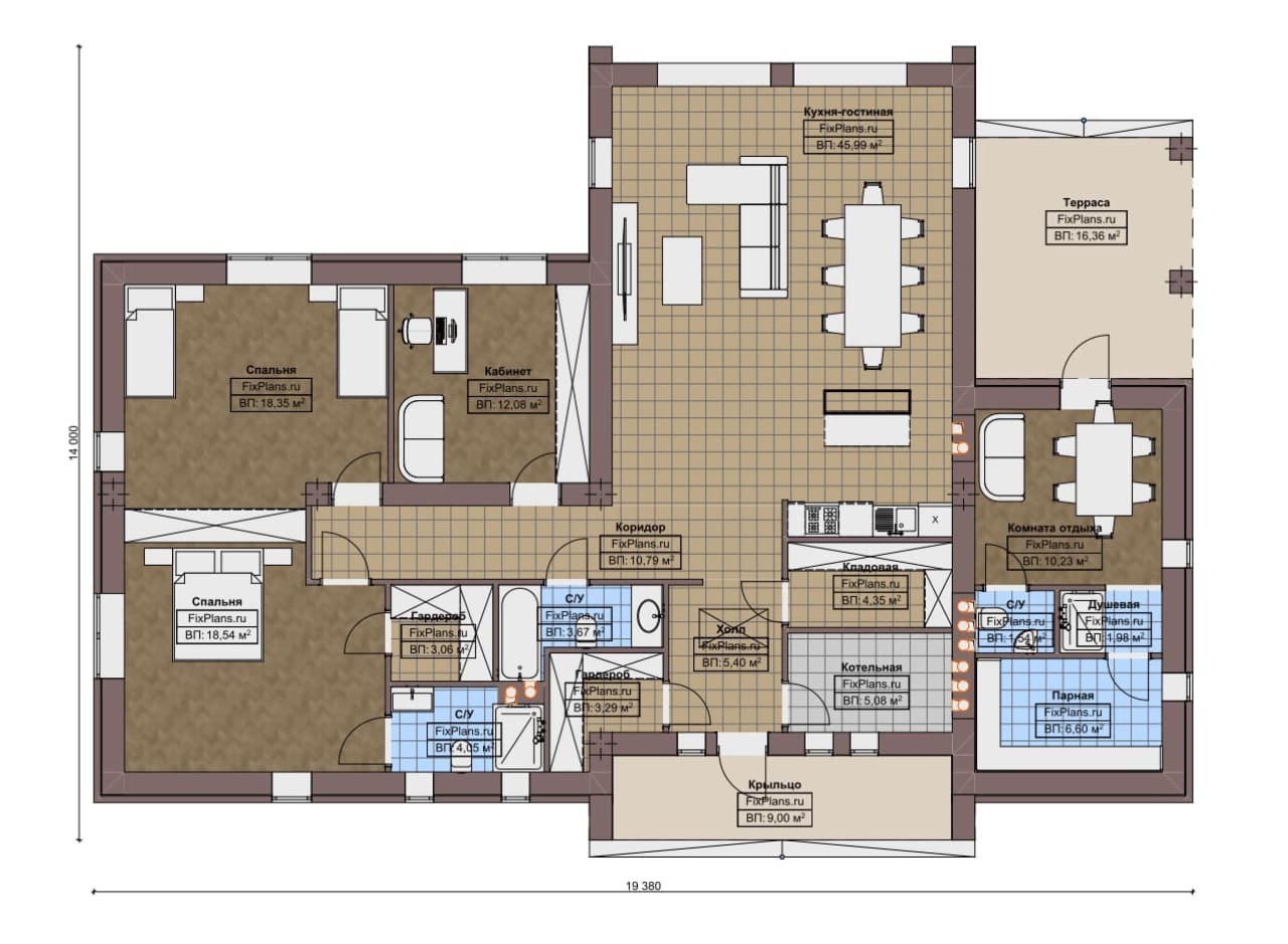 Планировка Одноэтажный дом F-18494